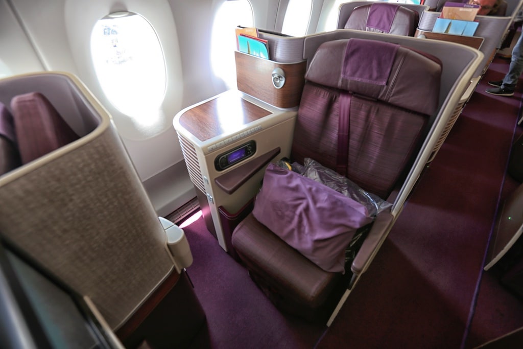 Royal Silk business class seat on Airbus A350 and select Boeing 787